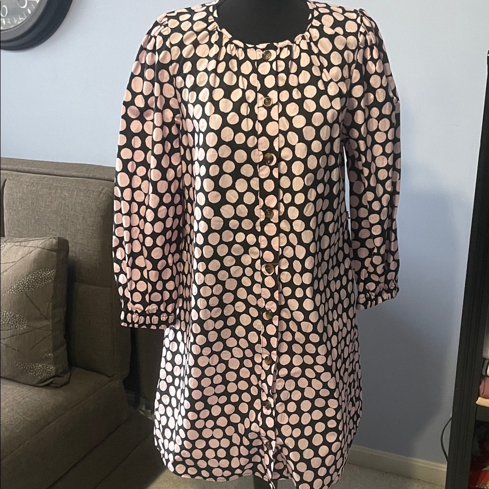 Who What Wear Black and Pink Dot Midi Dress